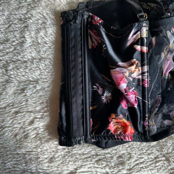 Very Sexy Lightly Lined Bustier Floral Top SZ 34 B - Picture 5 of 6